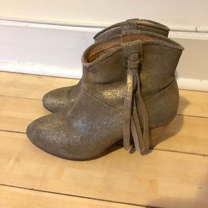 Maje Gold Fringe Ankle Boots